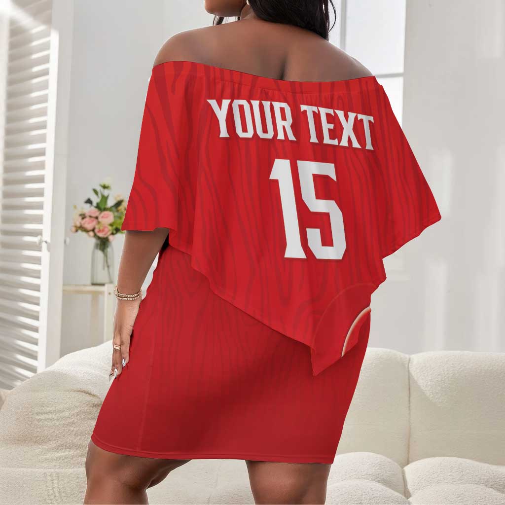 Custom Tunisia Football Off Shoulder Short Dress Eagles of Carthage Rise - Wonder Print Shop