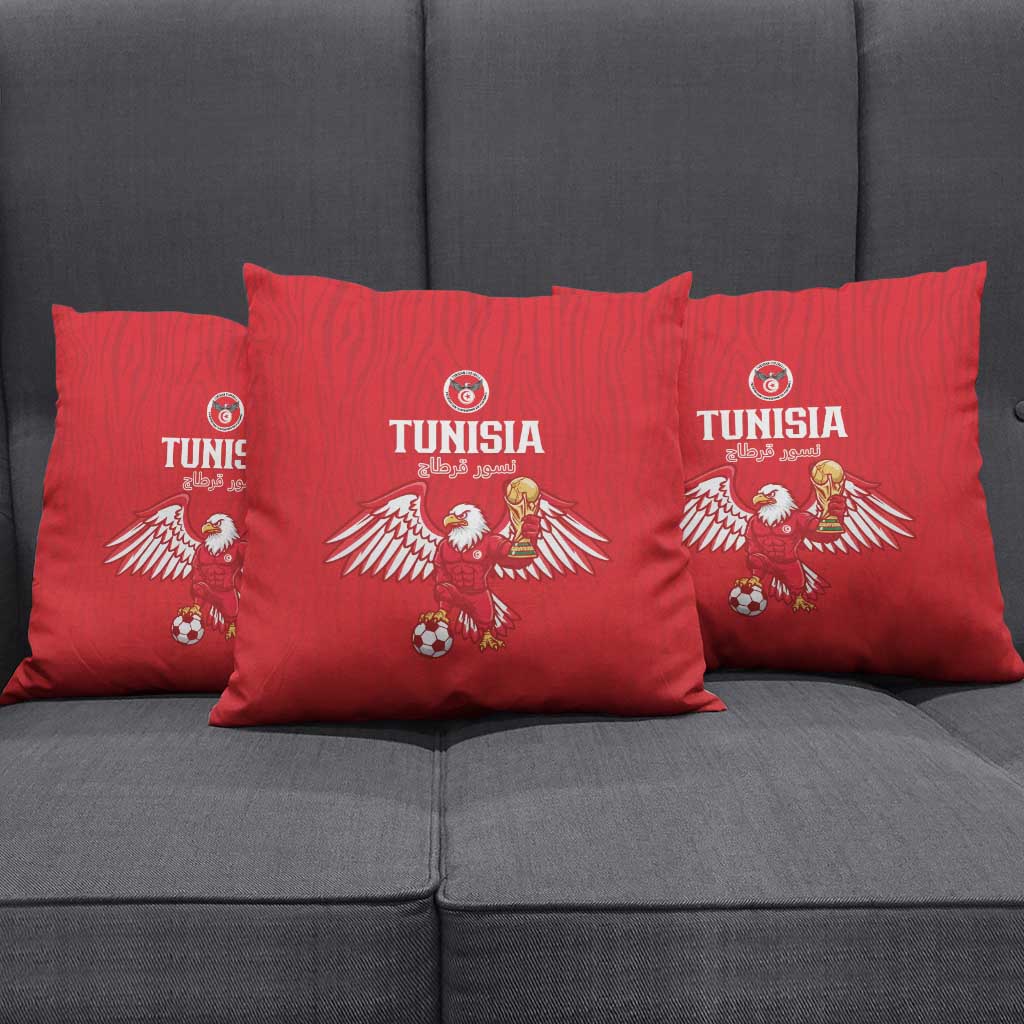 Tunisia Football Pillow Cover Eagles of Carthage Rise - Wonder Print Shop
