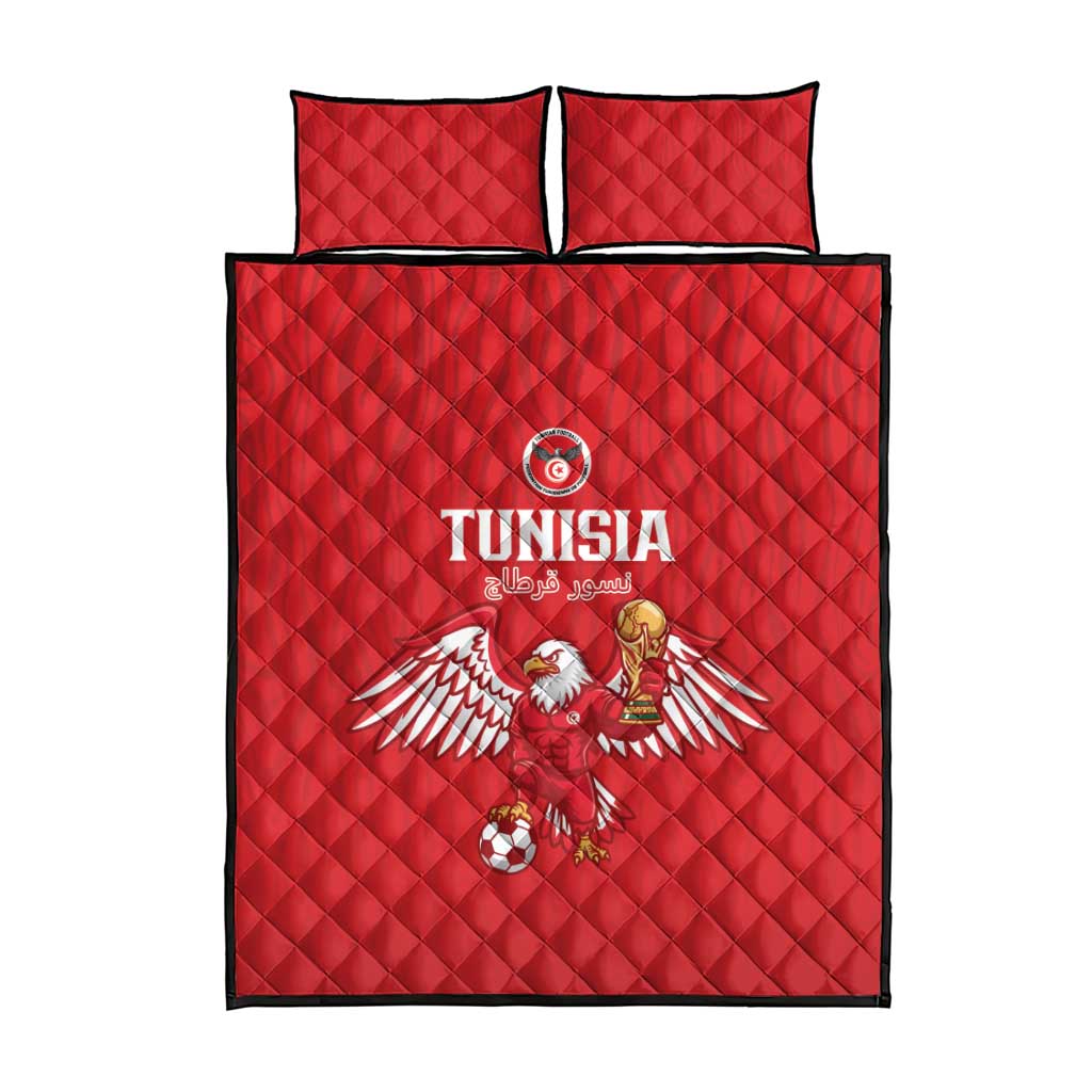 Tunisia Football Quilt Bed Set Eagles of Carthage Rise - Wonder Print Shop