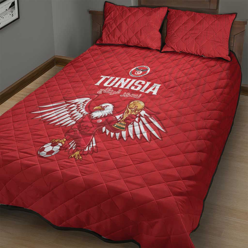 Tunisia Football Quilt Bed Set Eagles of Carthage Rise - Wonder Print Shop