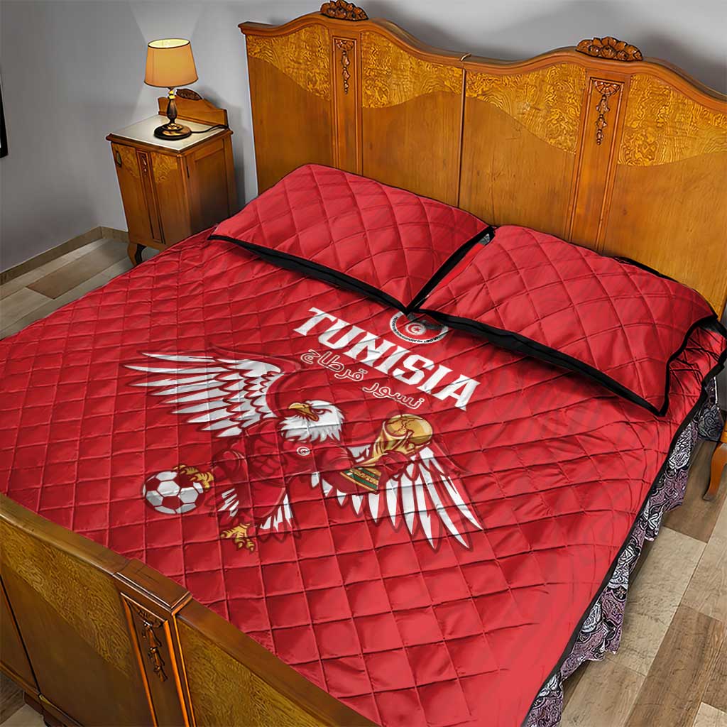 Tunisia Football Quilt Bed Set Eagles of Carthage Rise - Wonder Print Shop