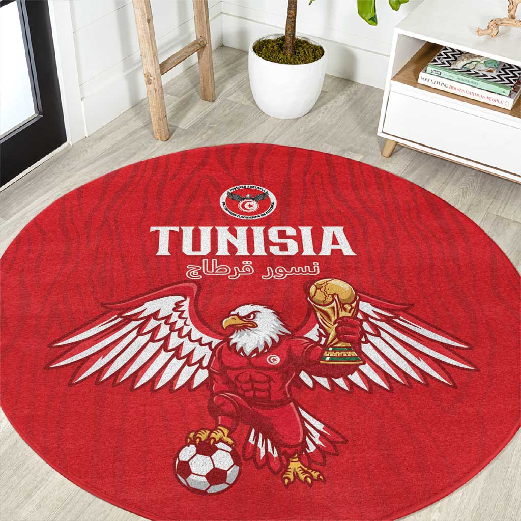 Tunisia Football Round Carpet Eagles of Carthage Rise - Wonder Print Shop