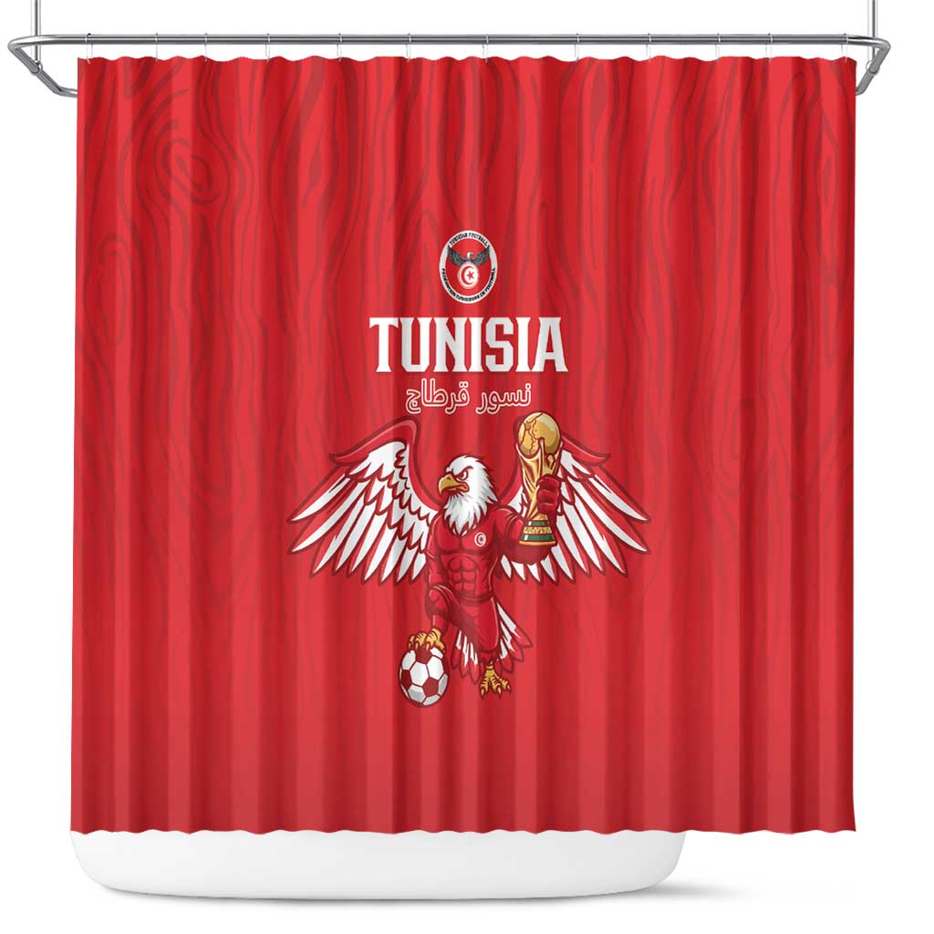 Tunisia Football Shower Curtain Eagles of Carthage Rise - Wonder Print Shop