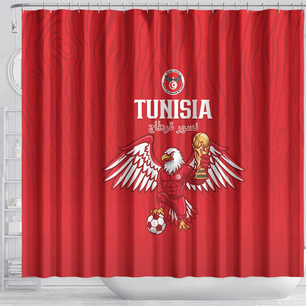 Tunisia Football Shower Curtain Eagles of Carthage Rise - Wonder Print Shop