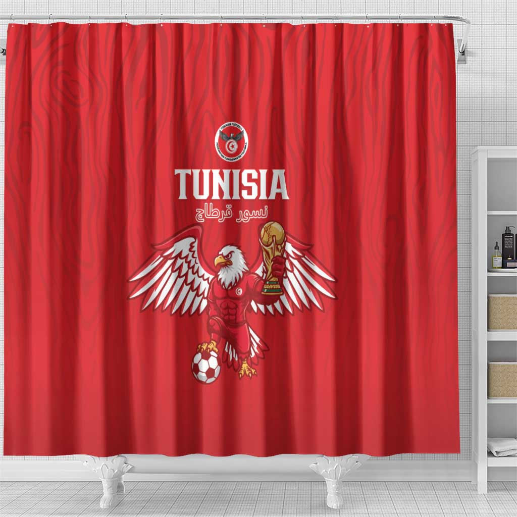 Tunisia Football Shower Curtain Eagles of Carthage Rise - Wonder Print Shop