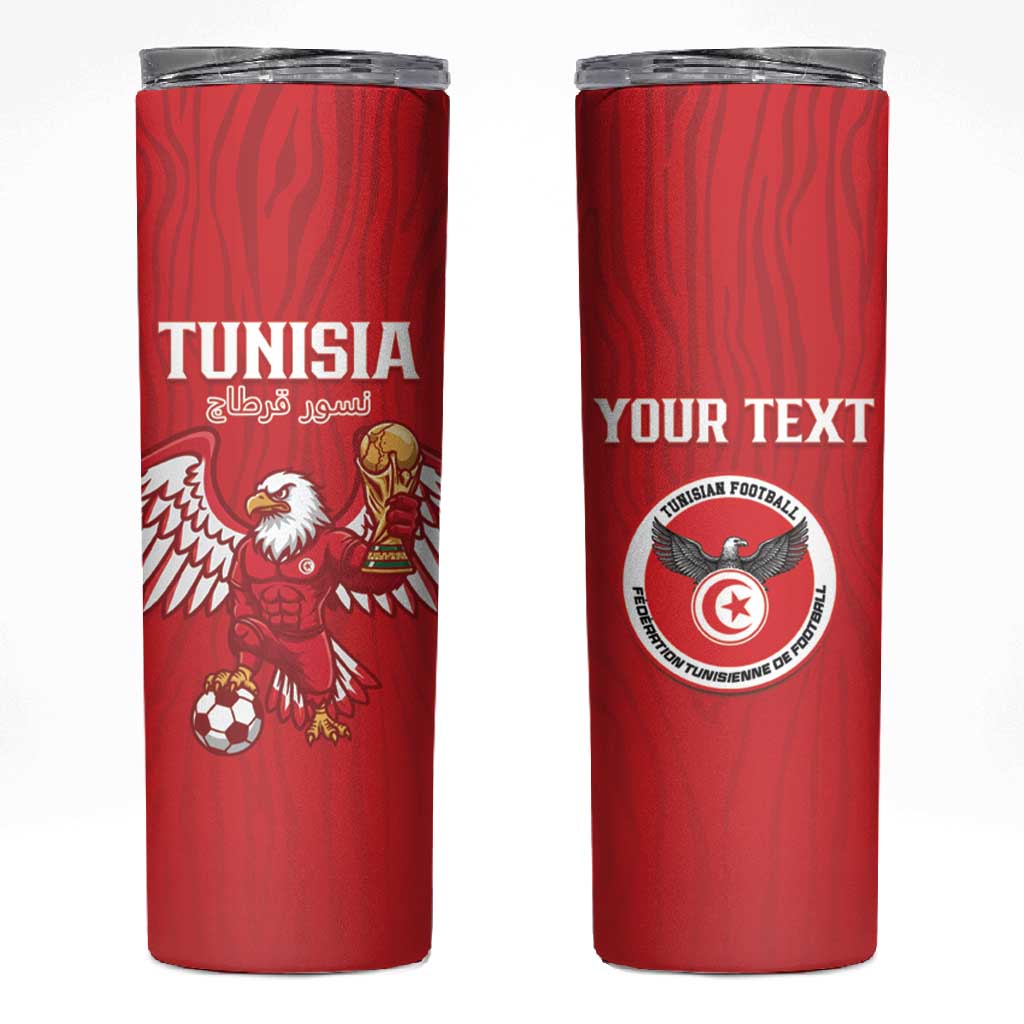 Custom Tunisia Football Skinny Tumbler Eagles of Carthage Rise - Wonder Print Shop