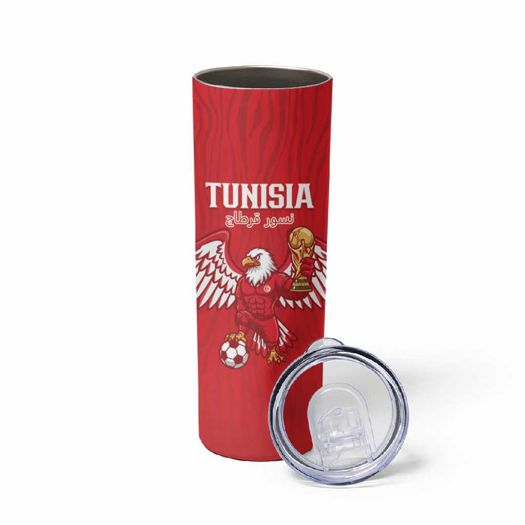 Custom Tunisia Football Skinny Tumbler Eagles of Carthage Rise - Wonder Print Shop