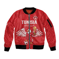 Custom Tunisia Football Sleeve Zip Bomber Jacket Eagles of Carthage Rise - Wonder Print Shop
