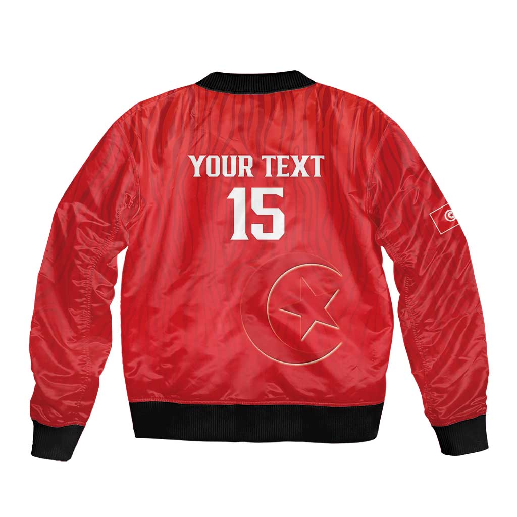 Custom Tunisia Football Sleeve Zip Bomber Jacket Eagles of Carthage Rise - Wonder Print Shop