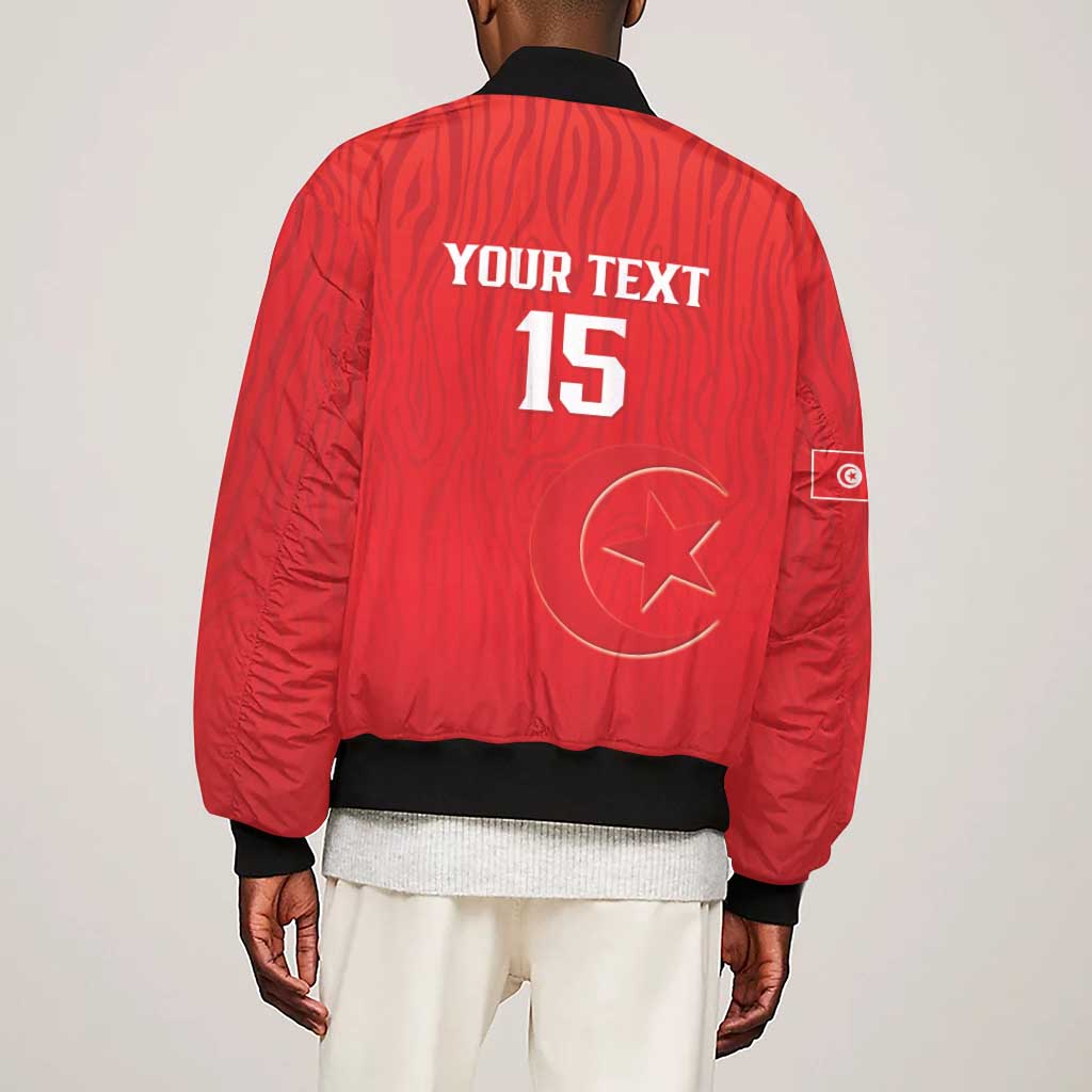 Custom Tunisia Football Sleeve Zip Bomber Jacket Eagles of Carthage Rise - Wonder Print Shop