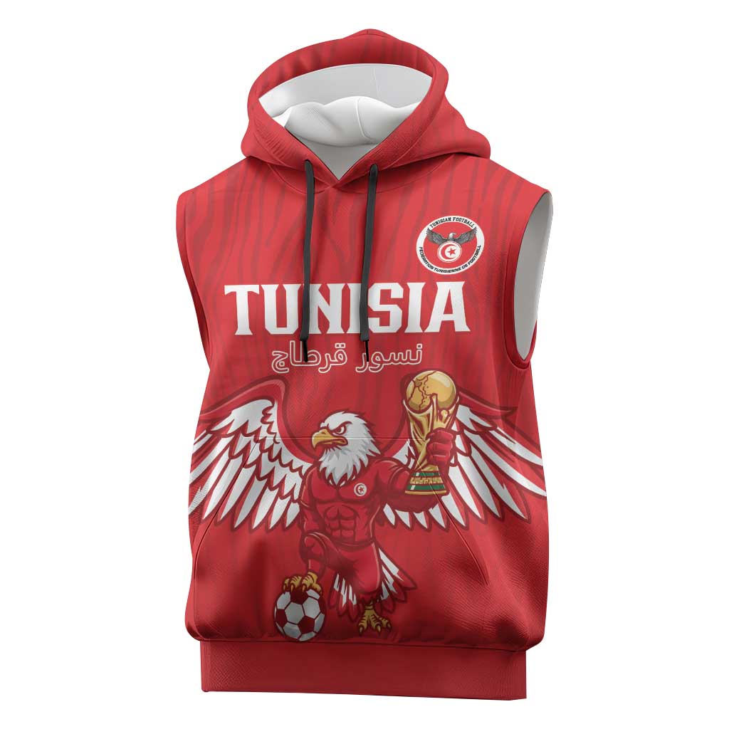 Custom Tunisia Football Sleeveless Hoodie Eagles of Carthage Rise - Wonder Print Shop