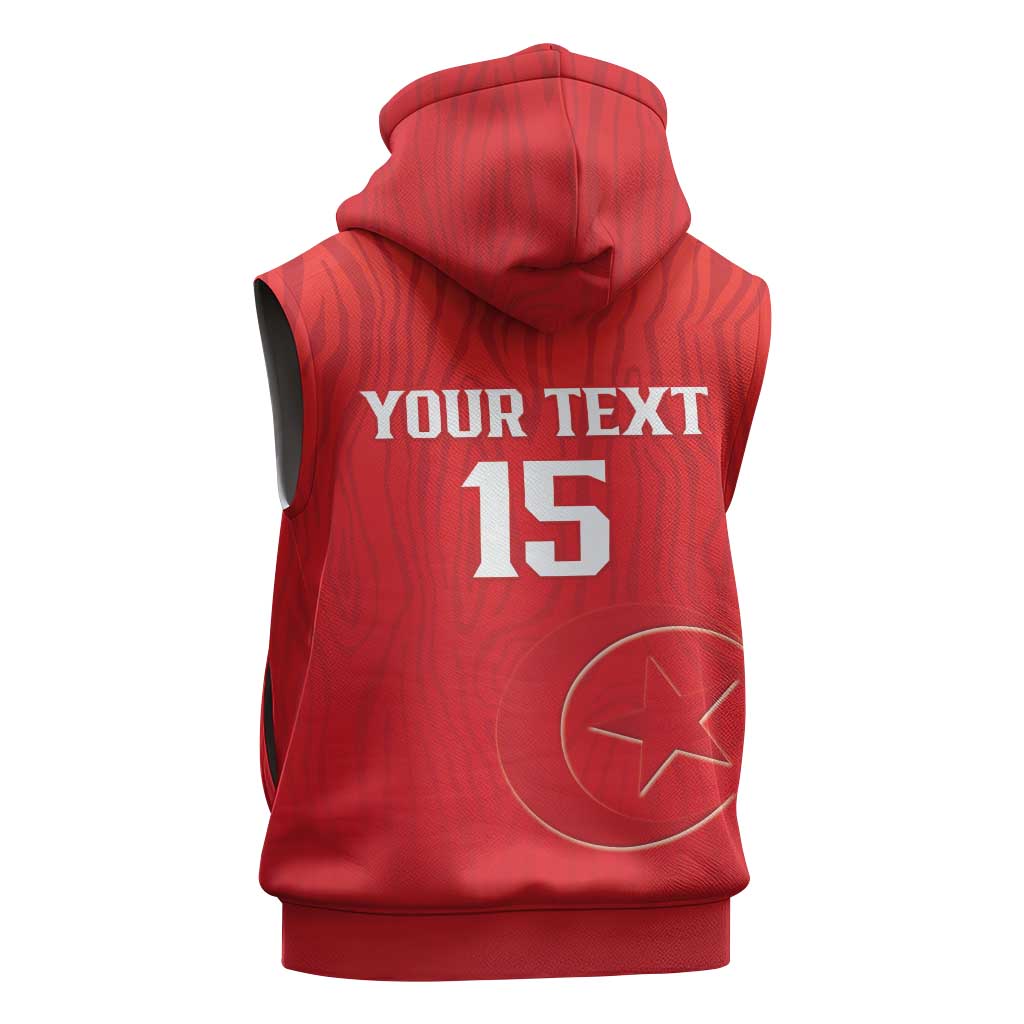 Custom Tunisia Football Sleeveless Hoodie Eagles of Carthage Rise - Wonder Print Shop