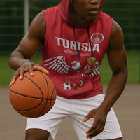 Custom Tunisia Football Sleeveless Hoodie Eagles of Carthage Rise - Wonder Print Shop