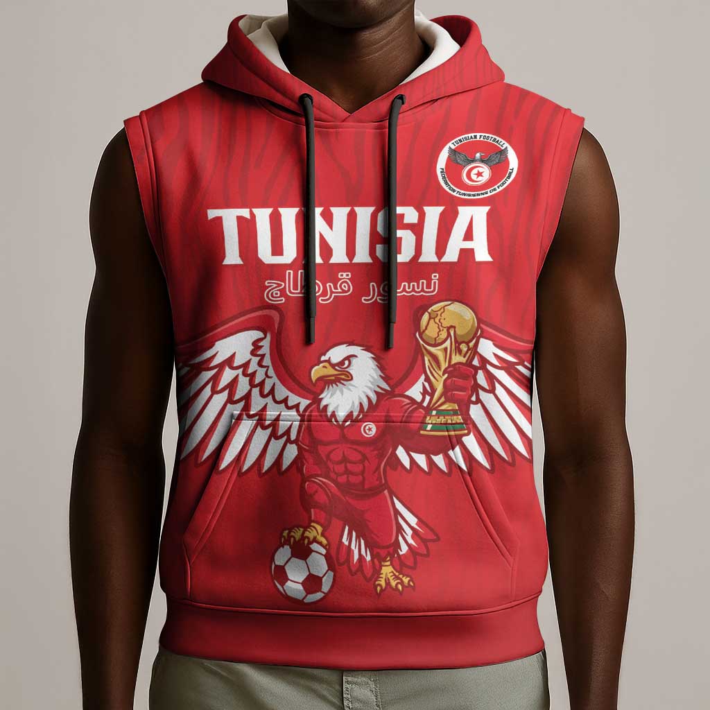 Custom Tunisia Football Sleeveless Hoodie Eagles of Carthage Rise - Wonder Print Shop