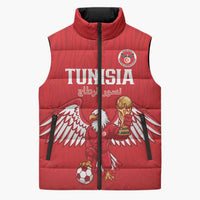 Custom Tunisia Football Sleeveless Puffer Jacket Eagles of Carthage Rise - Wonder Print Shop
