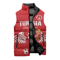 Custom Tunisia Football Sleeveless Puffer Jacket Eagles of Carthage Rise - Wonder Print Shop