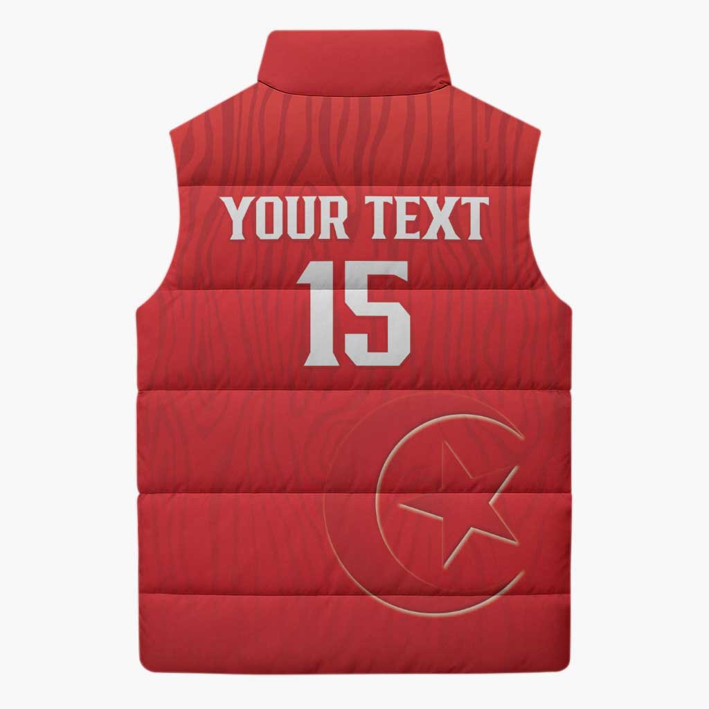 Custom Tunisia Football Sleeveless Puffer Jacket Eagles of Carthage Rise - Wonder Print Shop