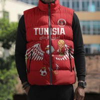 Custom Tunisia Football Sleeveless Puffer Jacket Eagles of Carthage Rise - Wonder Print Shop