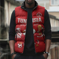Custom Tunisia Football Sleeveless Puffer Jacket Eagles of Carthage Rise - Wonder Print Shop