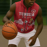Custom Tunisia Football Sleeveless Zip Hoodie Eagles of Carthage Rise - Wonder Print Shop