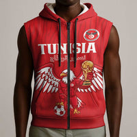Custom Tunisia Football Sleeveless Zip Hoodie Eagles of Carthage Rise - Wonder Print Shop