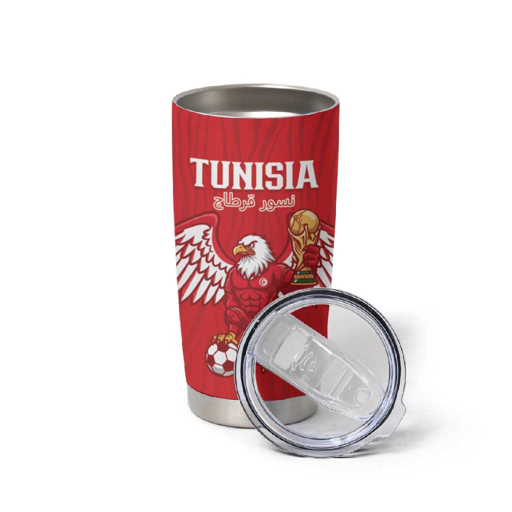 Custom Tunisia Football Tumbler Cup Eagles of Carthage Rise - Wonder Print Shop