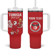 Custom Tunisia Football Tumbler With Handle Eagles of Carthage Rise - Wonder Print Shop
