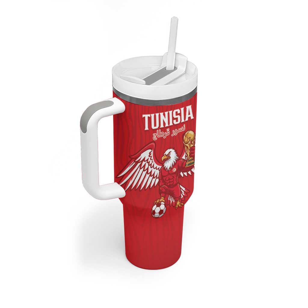 Custom Tunisia Football Tumbler With Handle Eagles of Carthage Rise - Wonder Print Shop