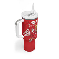Custom Tunisia Football Tumbler With Handle Eagles of Carthage Rise - Wonder Print Shop