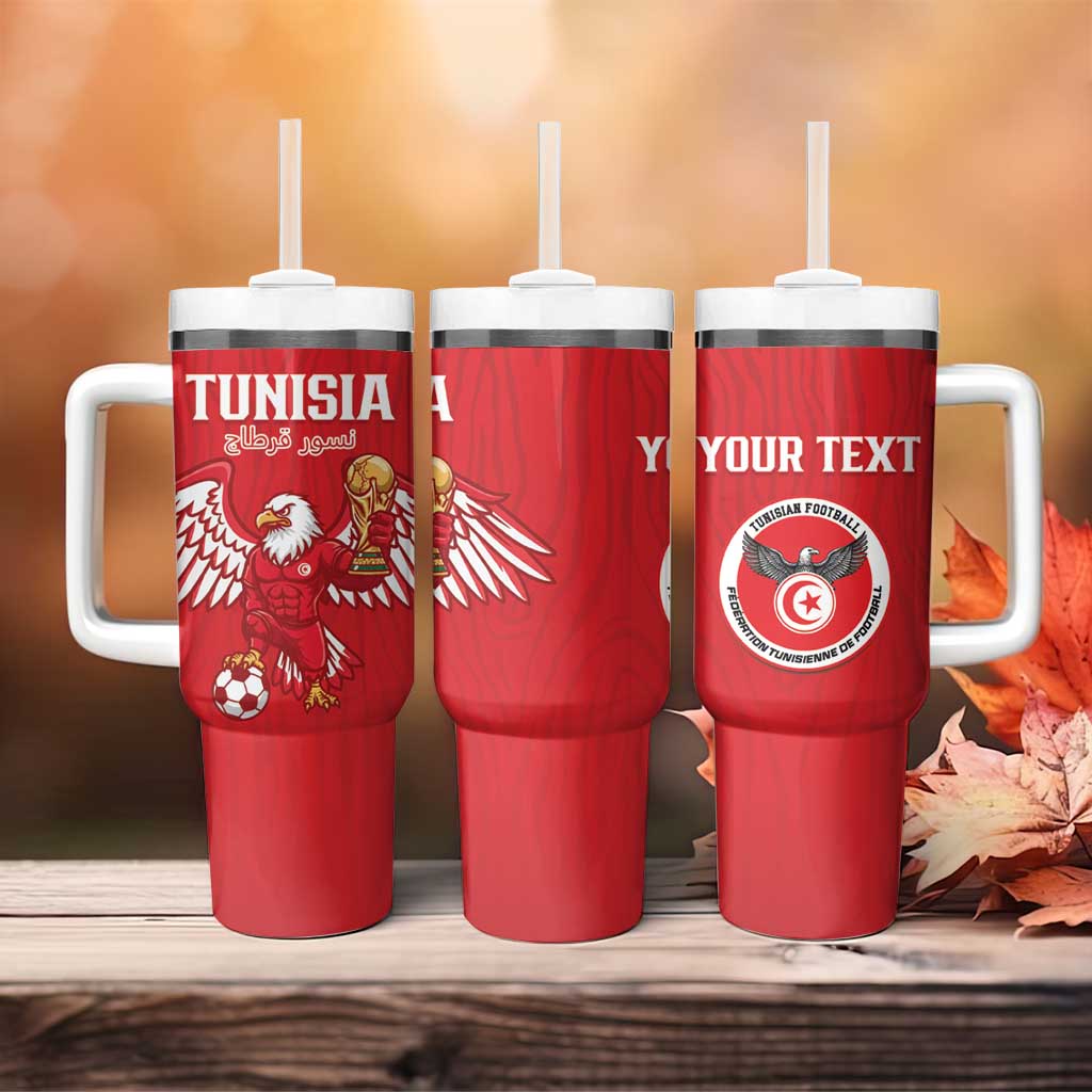 Custom Tunisia Football Tumbler With Handle Eagles of Carthage Rise - Wonder Print Shop