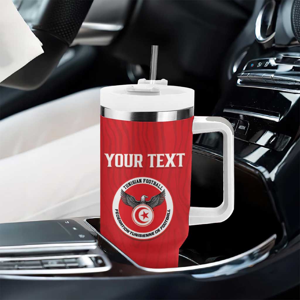 Custom Tunisia Football Tumbler With Handle Eagles of Carthage Rise - Wonder Print Shop