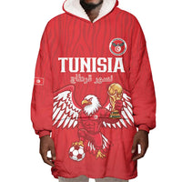 Custom Tunisia Football Wearable Blanket Hoodie Eagles of Carthage Rise - Wonder Print Shop