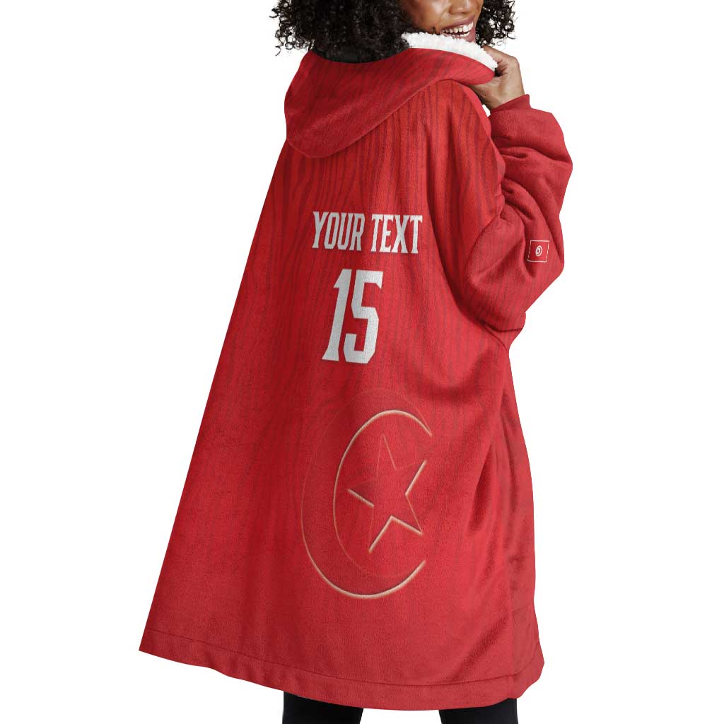 Custom Tunisia Football Wearable Blanket Hoodie Eagles of Carthage Rise - Wonder Print Shop