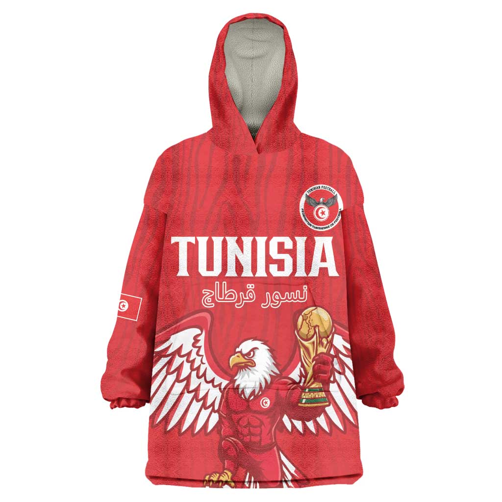 Custom Tunisia Football Wearable Blanket Hoodie Eagles of Carthage Rise - Wonder Print Shop