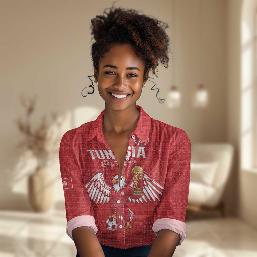Custom Tunisia Football Women Casual Shirt Eagles of Carthage Rise - Wonder Print Shop