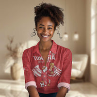 Custom Tunisia Football Women Casual Shirt Eagles of Carthage Rise - Wonder Print Shop