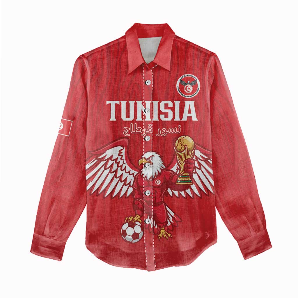 Custom Tunisia Football Women Casual Shirt Eagles of Carthage Rise - Wonder Print Shop
