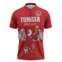 Custom Tunisia Football Zipper Polo Shirt Eagles of Carthage Rise - Wonder Print Shop