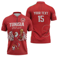 Custom Tunisia Football Zipper Polo Shirt Eagles of Carthage Rise - Wonder Print Shop