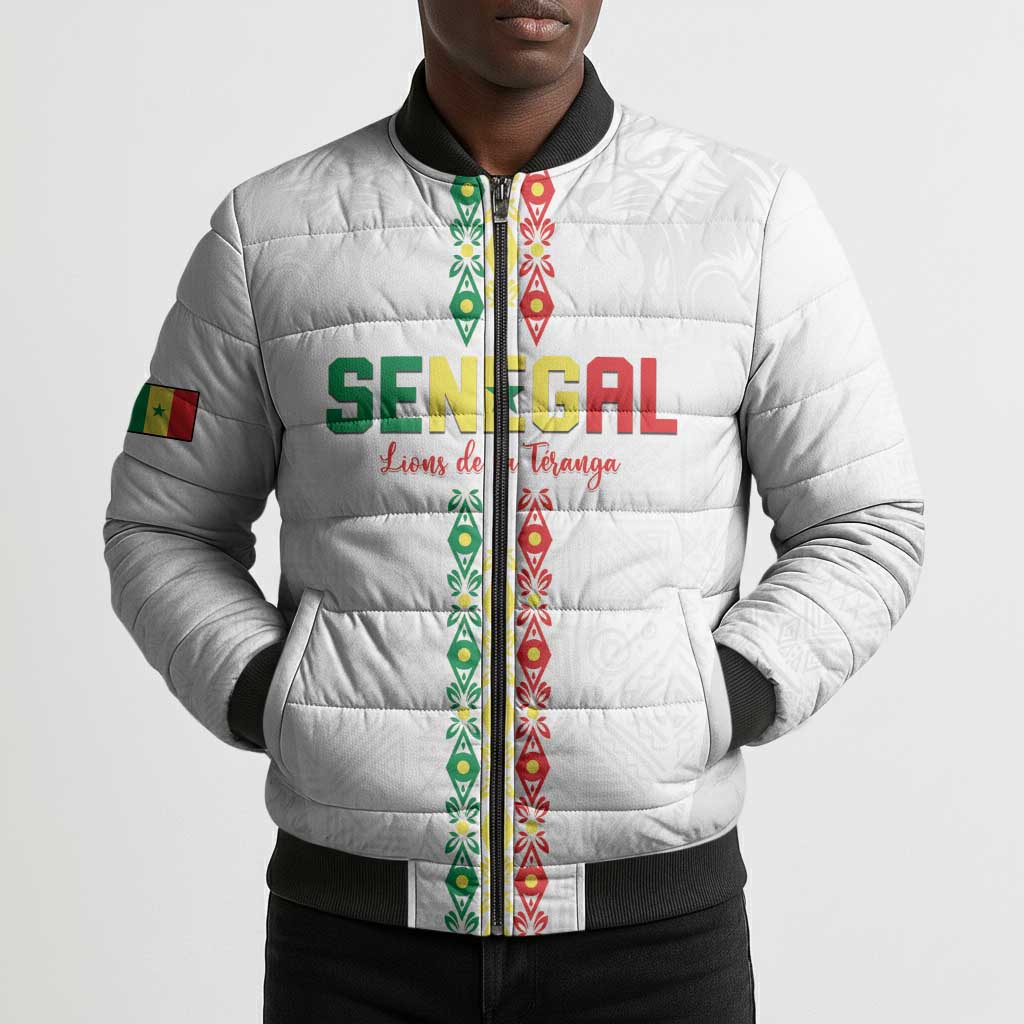 Custom Senegal Football Bomber Puffer Jacket Go Champions Lions de la Teranga - Wonder Print Shop