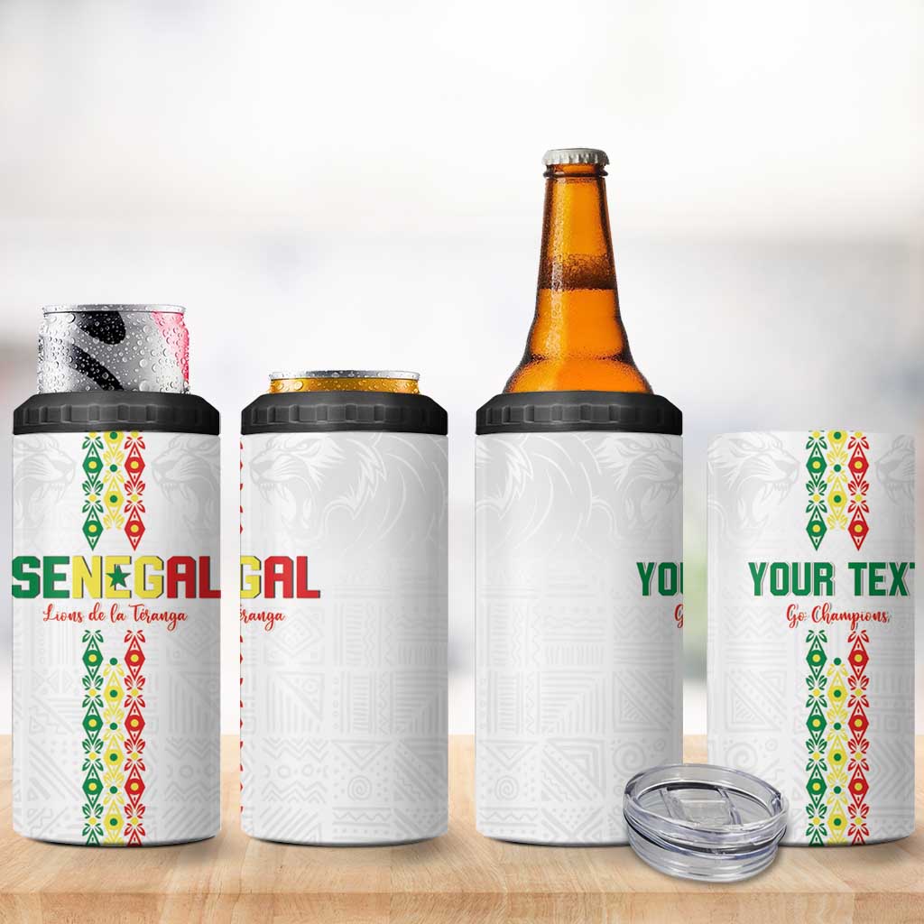 Custom Senegal Football 4 in 1 Can Cooler Tumbler Go Champions Lions de la Teranga - Wonder Print Shop