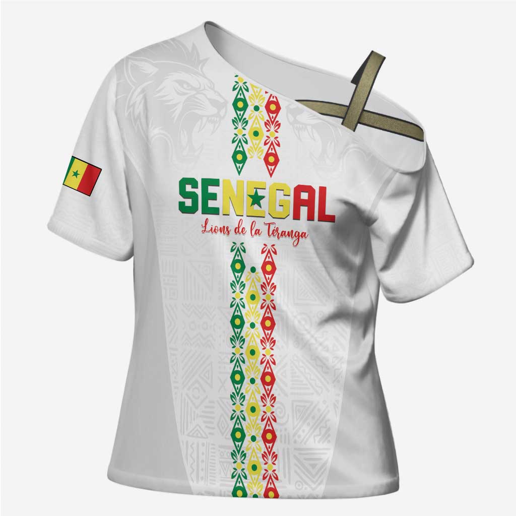 Custom Senegal Football Cross Shoulder Shirt Go Champions Lions de la Teranga - Wonder Print Shop