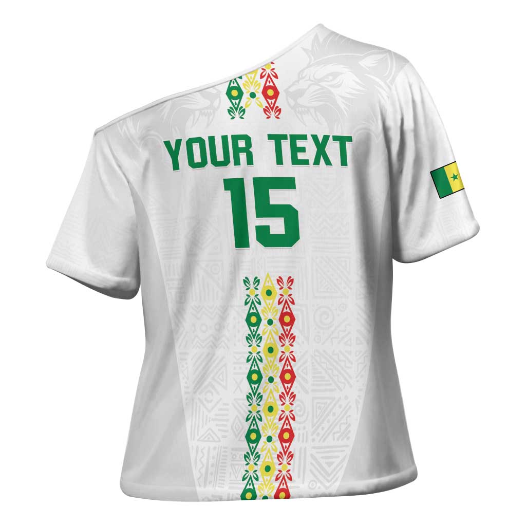 Custom Senegal Football Cross Shoulder Shirt Go Champions Lions de la Teranga - Wonder Print Shop