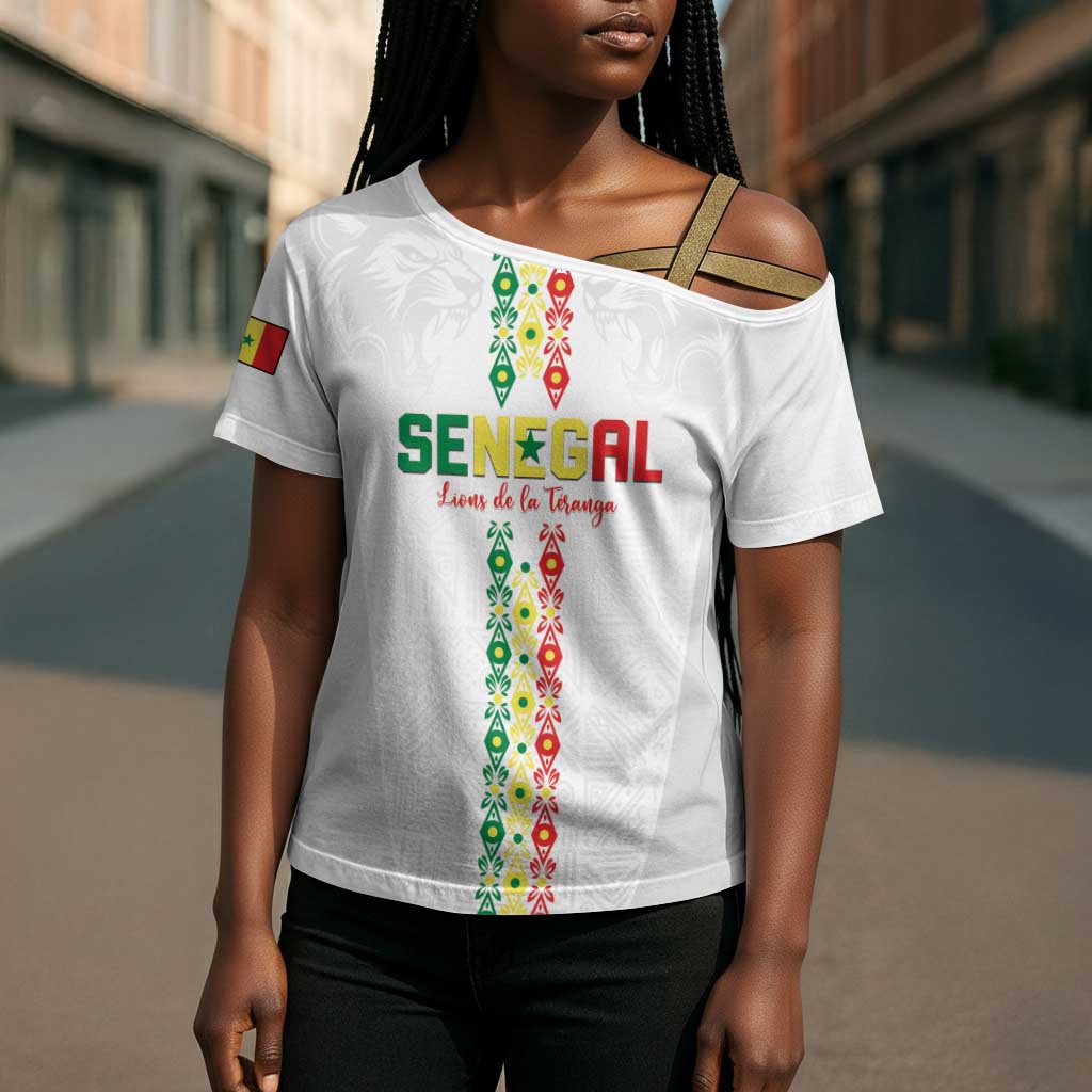 Custom Senegal Football Cross Shoulder Shirt Go Champions Lions de la Teranga - Wonder Print Shop
