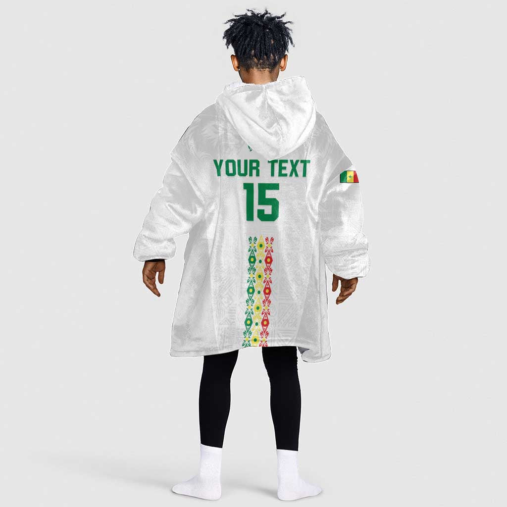Custom Senegal Football Kid Wearable Blanket Hoodie Go Champions Lions de la Teranga - Wonder Print Shop