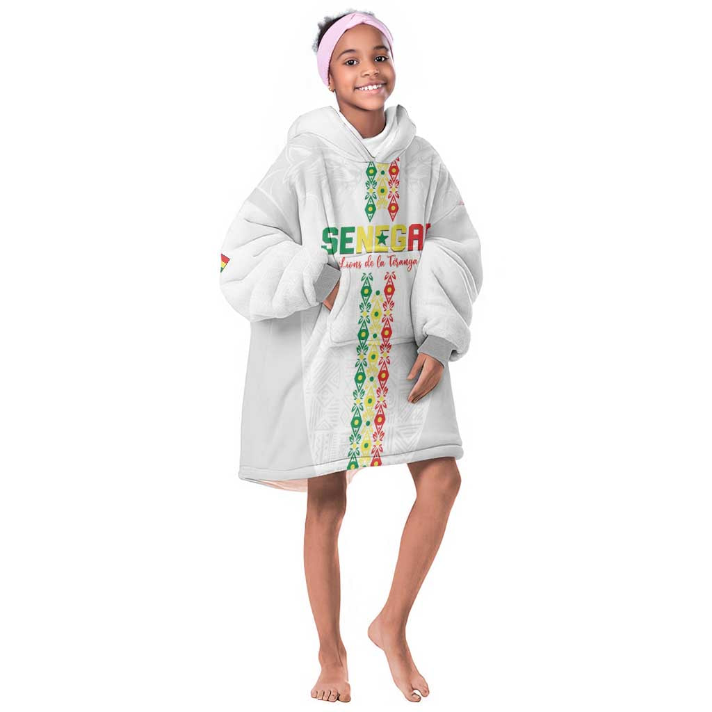 Custom Senegal Football Kid Wearable Blanket Hoodie Go Champions Lions de la Teranga - Wonder Print Shop