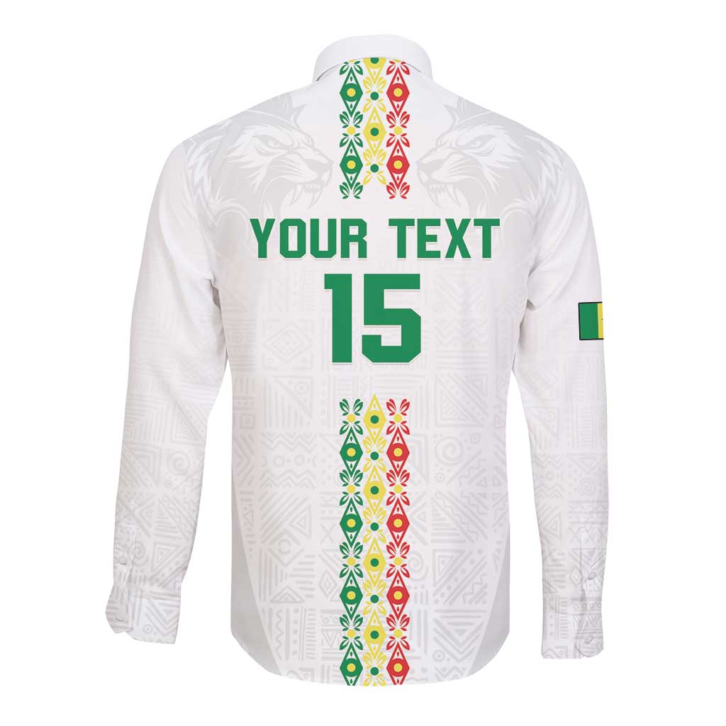 Custom Senegal Football Long Sleeve Button Shirt Go Champions Lions de la Teranga - Wonder Print Shop