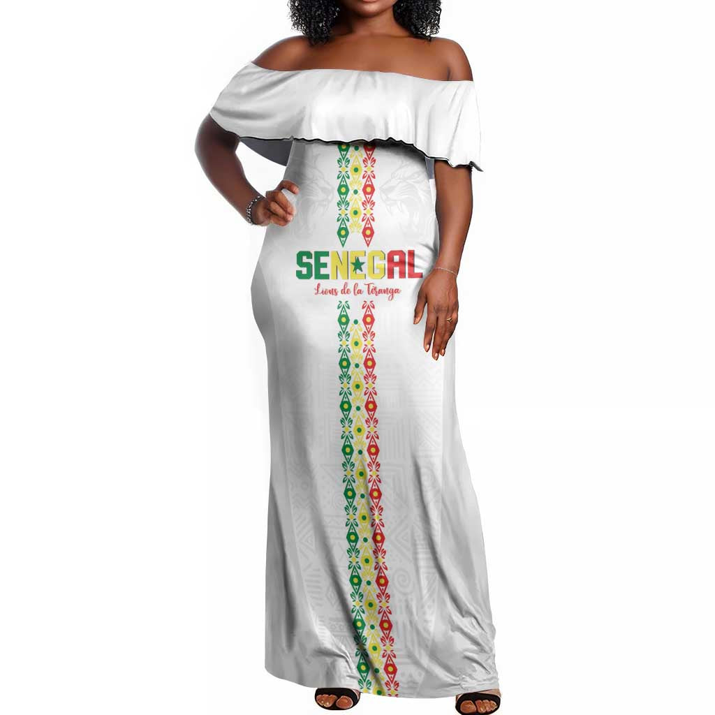 Custom Senegal Football Off Shoulder Maxi Dress Go Champions Lions de la Teranga - Wonder Print Shop
