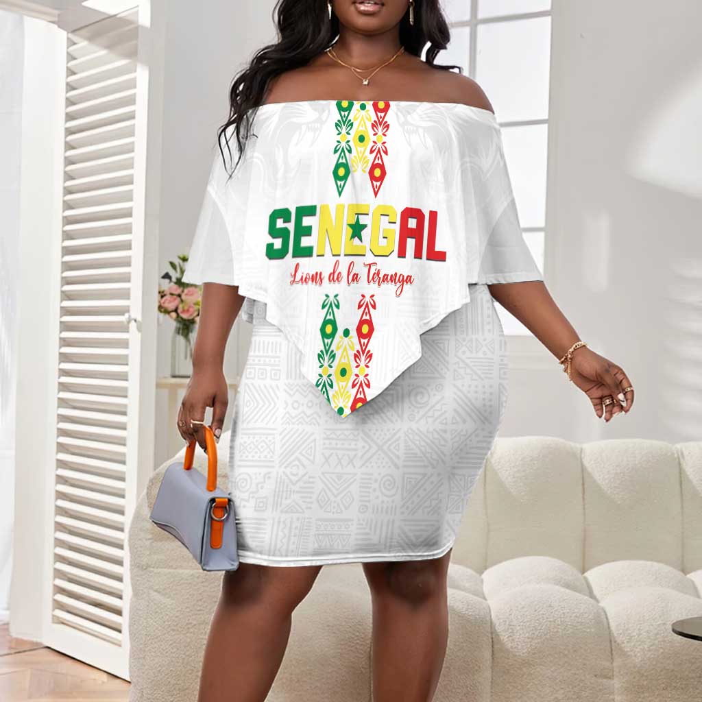Custom Senegal Football Off Shoulder Short Dress Go Champions Lions de la Teranga - Wonder Print Shop