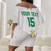 Custom Senegal Football Off Shoulder Short Dress Go Champions Lions de la Teranga - Wonder Print Shop